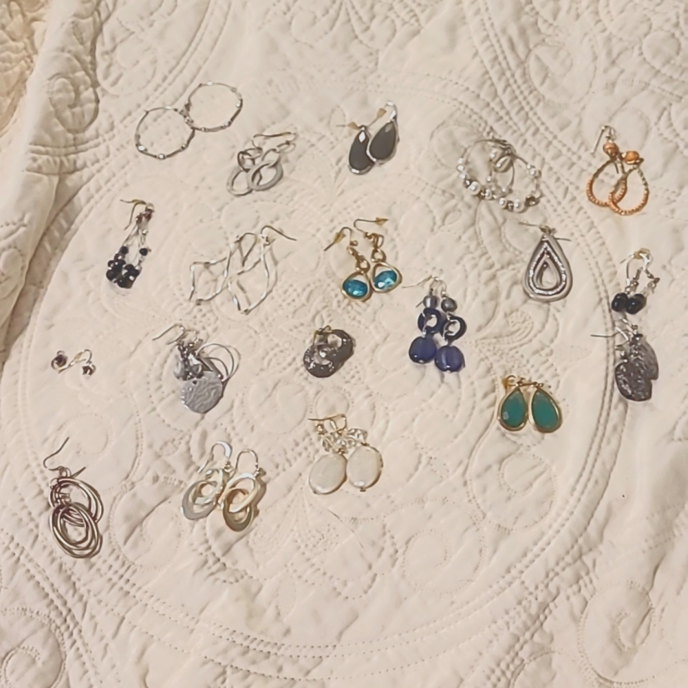 Lot of 19 dangly earrings - nickel free